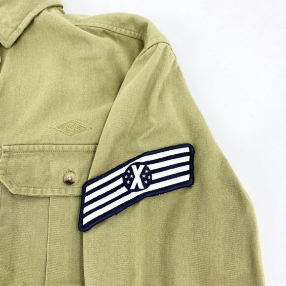 10 Deep Mens Military Style Button Down Khaki Cargo Shirt M - Picture 6 of 7